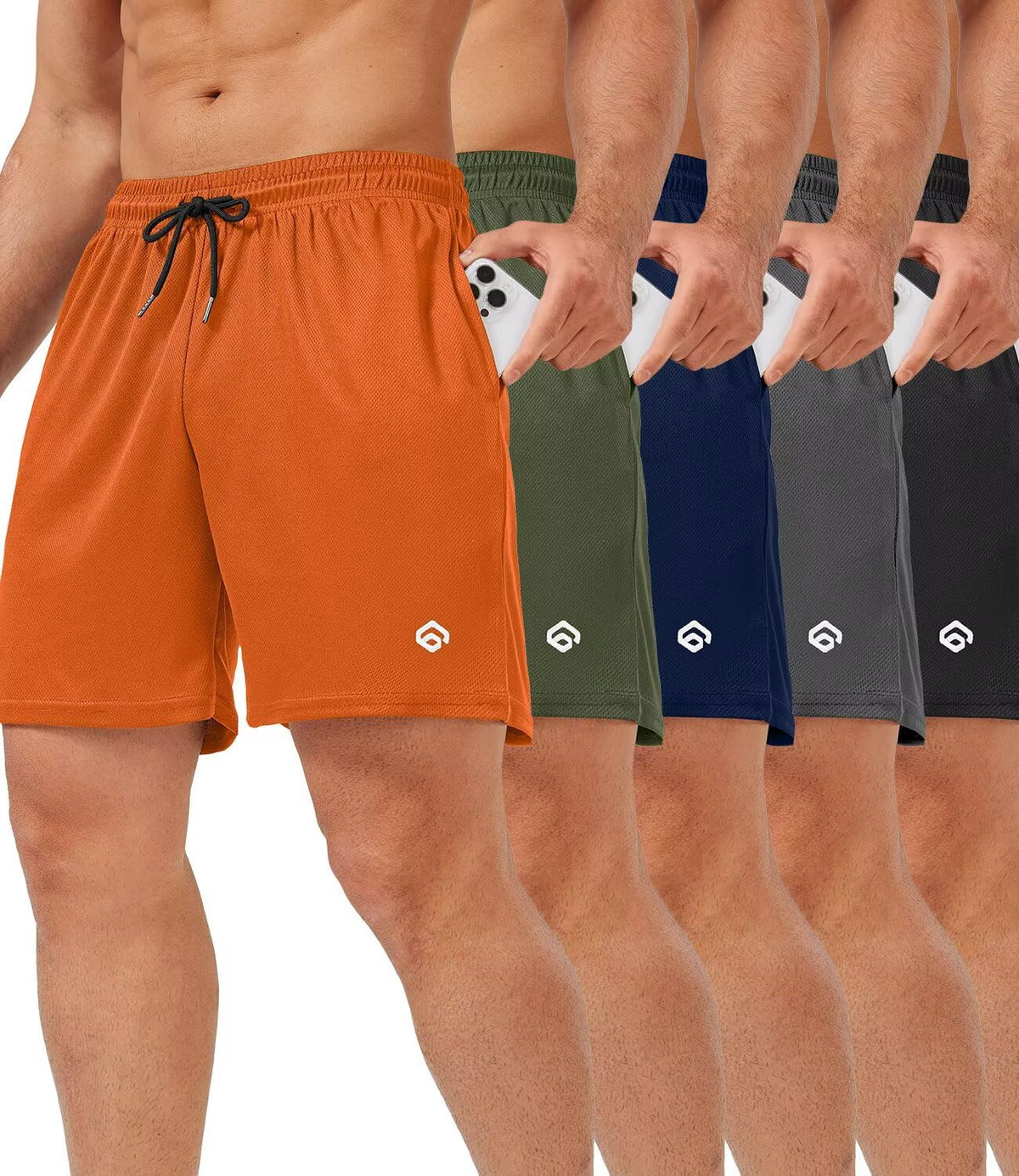 lomsoe 5er Pack Sporthose Herren Kurz 5 Zoll, Mesh Sport Shorts Herren Schnell Trocknend Leicht Sommer, Running Gym Laufhose Herren Kurz Jogginghose Aktiv mit Taschen