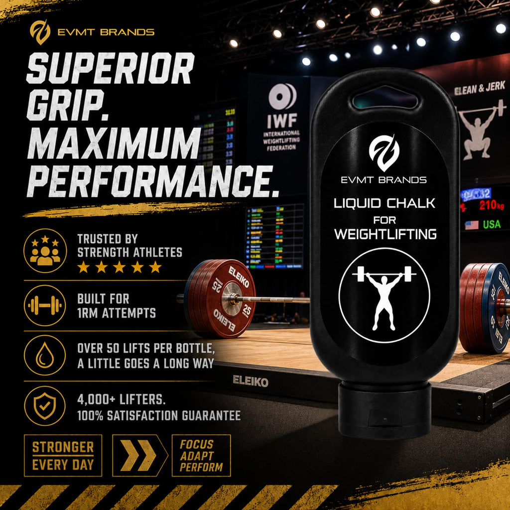 EVMT Brands Liquid Chalk, Mess Free Gym Chalk for Weightlifting, Gymnastics, Rock Climbing, Dancing. Sweat Resistant and Long Lasting for Stronger Grip.