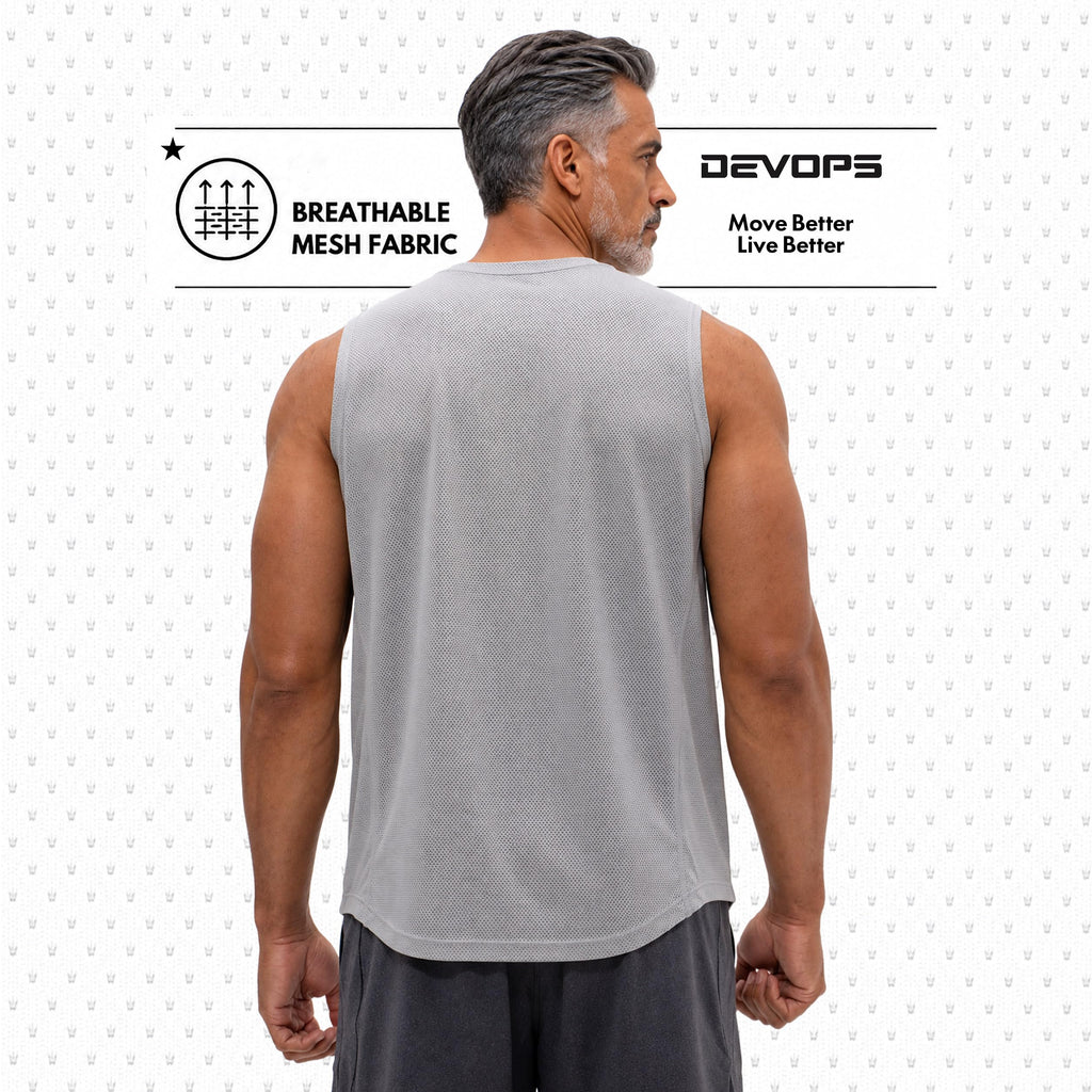 DEVOPS 3 Pack Men's Tank Tops Sleeveless Muscle Shirts Dry Fit Mesh Workout