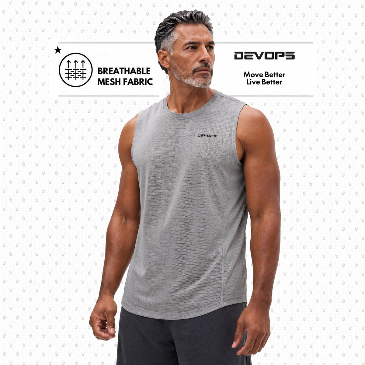 DEVOPS 3 Pack Men's Tank Tops Sleeveless Muscle Shirts Dry Fit Mesh Workout